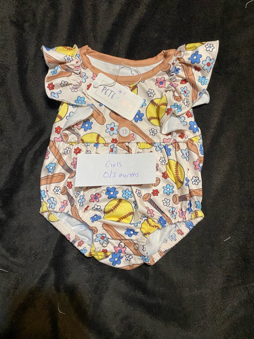 Pete & Co Pink Floral Baseball One-Piece for Girls